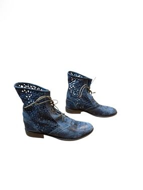Portofino Leather Laser Cut Whimsigoth Ankle Boots